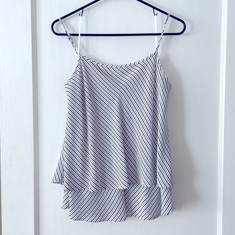 Joie black and white striped silk top size M *NEW WITH TAGS*